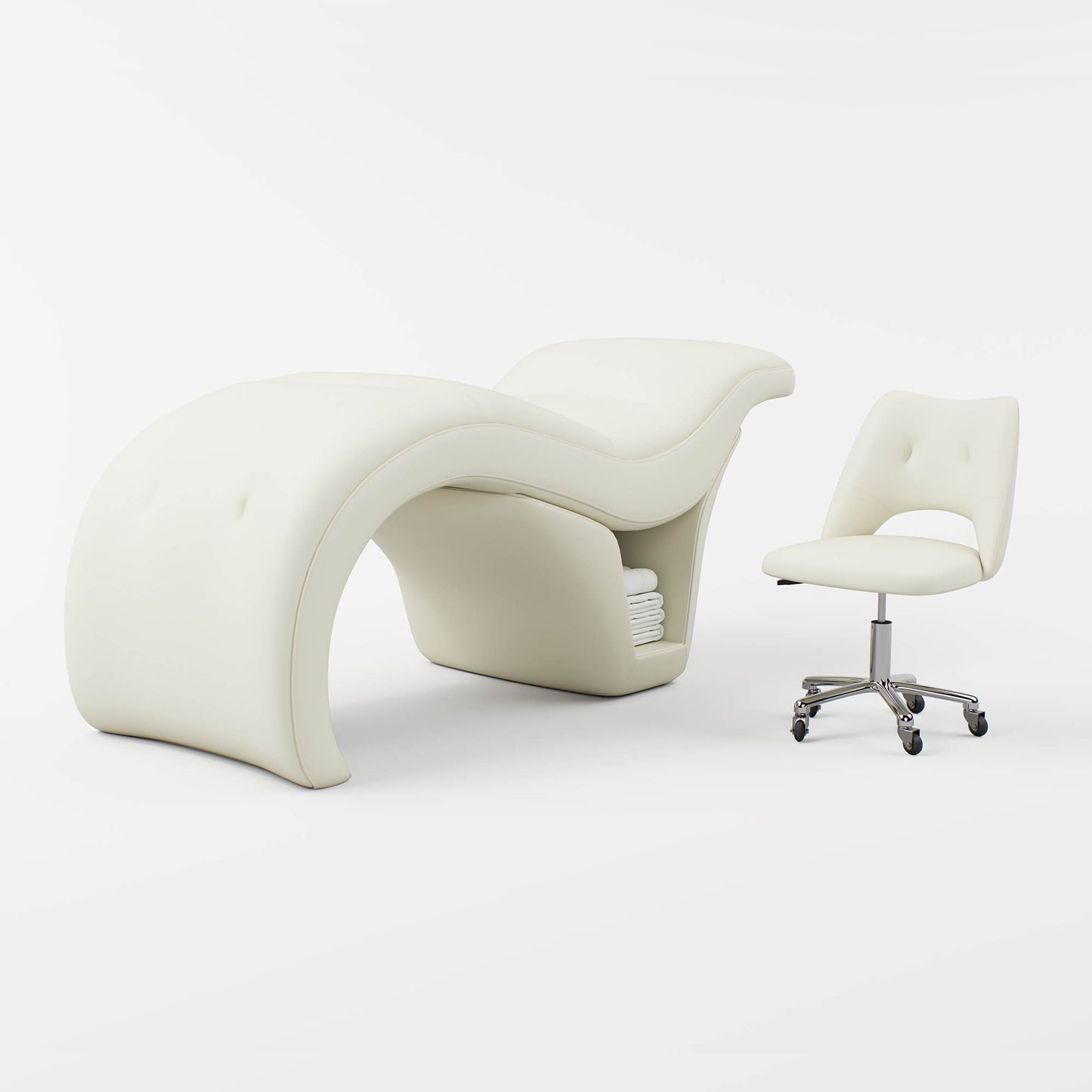 BeNoravo Curved Ergonomic Beauty Bed & Salon Stool Set