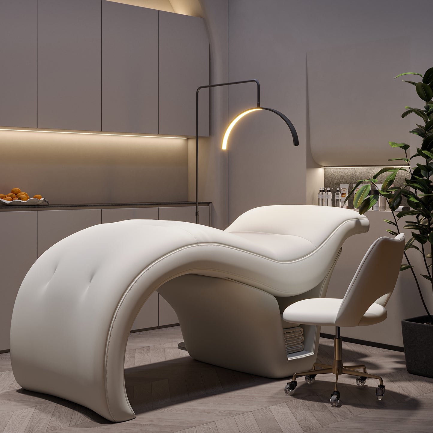BeNoravo Curved Ergonomic Beauty Bed & Salon Stool Set