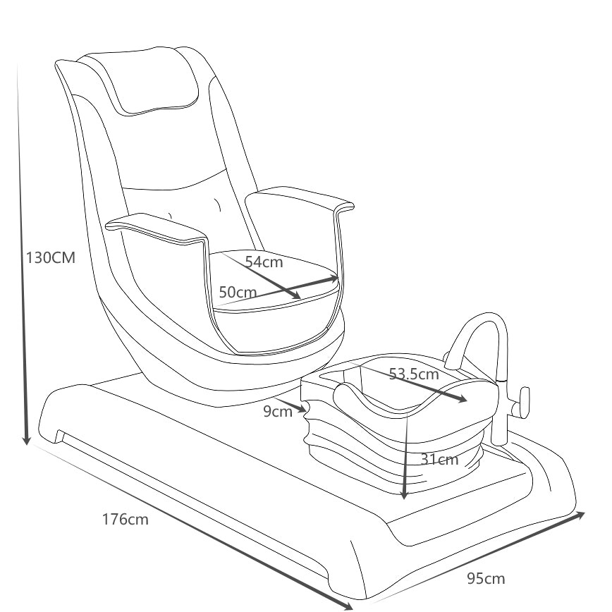 BENORAVO Fashion Modern Plumbed Pedicure Spa Chair